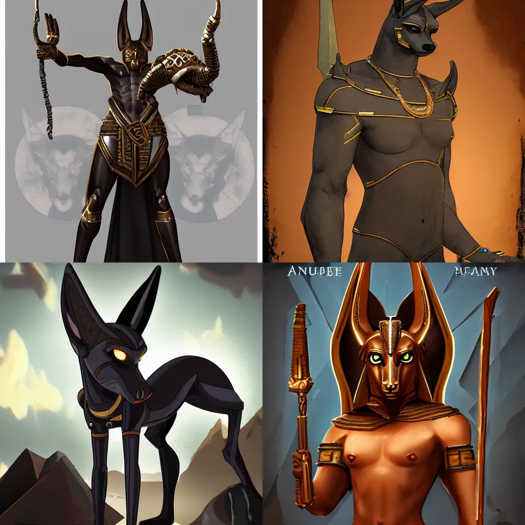 Prompt: Anubis, trending on ArtStation