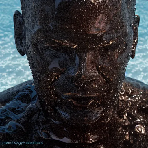 Image similar to a sculpture made of water in the shape of a human head, on the ocean water, water manipulation, behance, artstation, cinematic, in the style of johnson tsang, long shot, hyper detailed, hyper realistic, ray tracing, 8 k resolution, sharp focus, realistic water, award winning