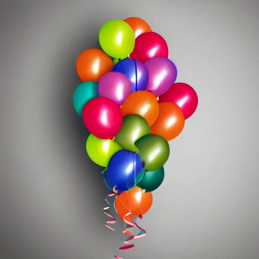 Prompt: birthday balloons with a realistic smiling face