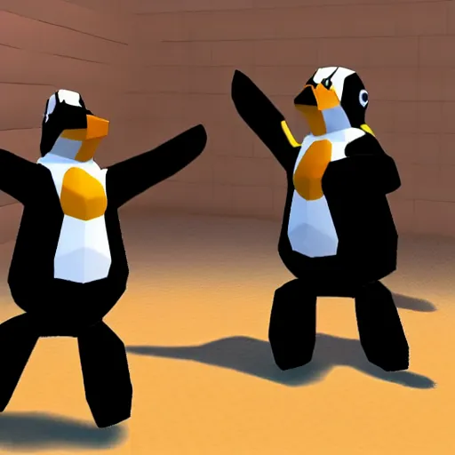 Image similar to danny devito punching penguins, nintendo 6 4 screenshot, low poly, aliased