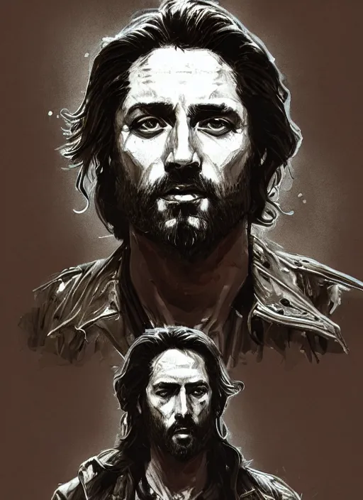 Image similar to portrait, Jesus as a cop in an 80s action movie, watercolor, dramatic lighting, cinematic, establishing shot, extremely high detail, foto realistic, cinematic lighting, pen and ink, intricate line drawings, by Yoshitaka Amano, Ruan Jia, Kentaro Miura, Artgerm, post processed, concept art, artstation, matte painting, style by eddie mendoza, raphael lacoste, alex ross