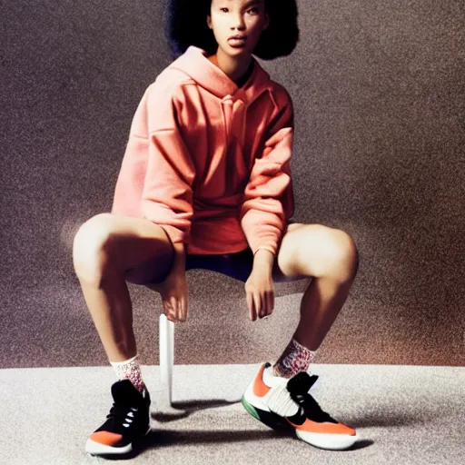 Image similar to realistic photoshooting for a new nike lookbook, color film photography, photo of a woman, photo in style of tyler mitchell, shusei nagaoka, steven meisel, petra collins, 3 5 mm