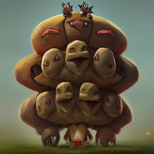 Image similar to Pokémon Dugtrio, Greg rutkowski, Trending artstation, cinematográfica, digital Art