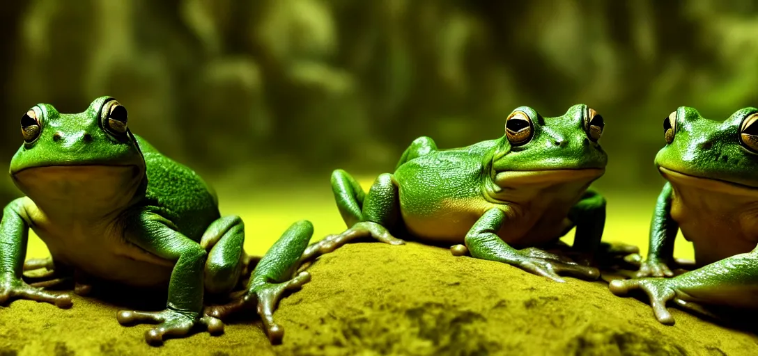 Image similar to movie scene from lord of the rings with frogs, cinematic still, action shot, 8 k hdr