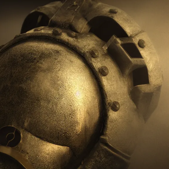 Prompt: ancient roman gas mask, splash art, movie still, cinematic lighting, dramatic, octane render, long lens, shallow depth of field, bokeh, anamorphic lens flare, 8k, hyper detailed, 35mm film grain