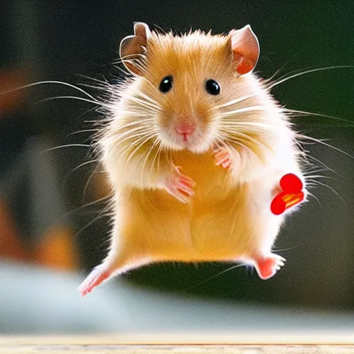 Prompt: hamster flying at the speed of light, colorful, realistic, national geographic