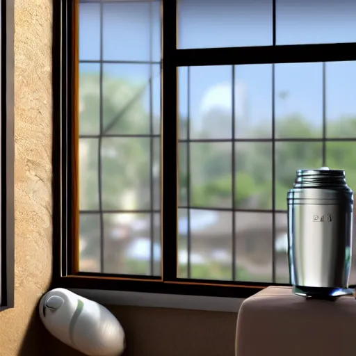 Prompt: 3 d rendered image of a man opening window, fresh air blender 3 d keyshot unreal engine