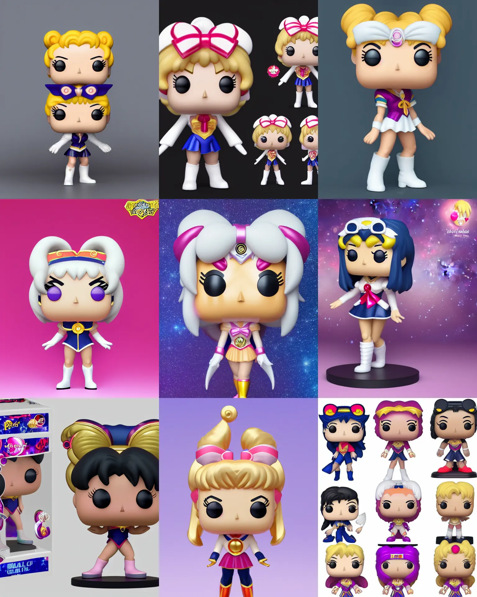 Prompt: full body 3 d render of sailor moon as a funko pop!, studio lighting, white background, single body, no shadow, blender, trending on artstation, 8 k, highly detailed