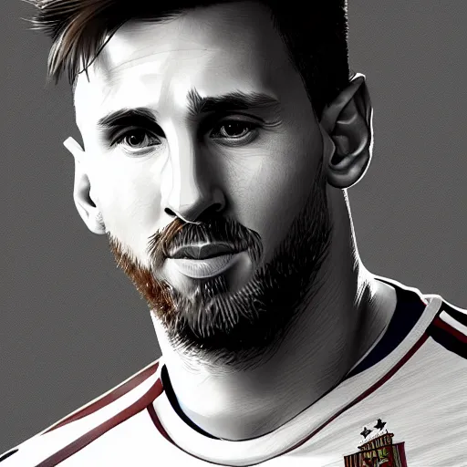 Prompt: a well designed portrait of Messi , detailed, realistic, sketch style, Artstation,Greg Rutkowski, 8K resolution.