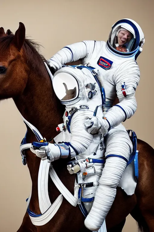 Image similar to horse in astronaut suit riding horse