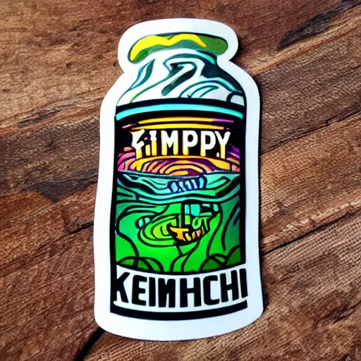 Image similar to trippy kombucha bottle label sticker
