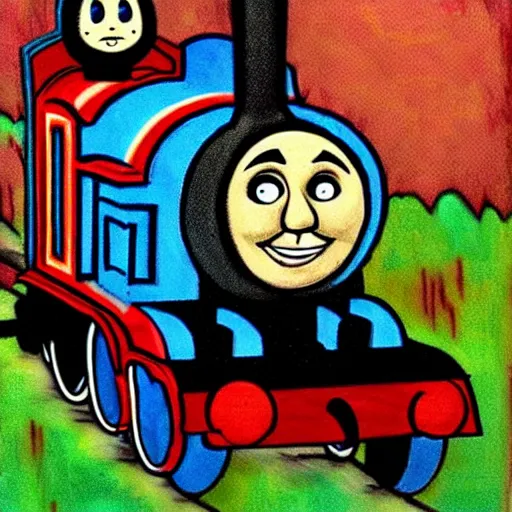 Image similar to thomas the tank engine in zombie inspired art