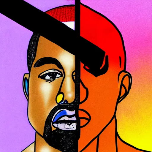 Image similar to a drawing of Kanye West in Neon Genesis Evangelion, 4k, concept art