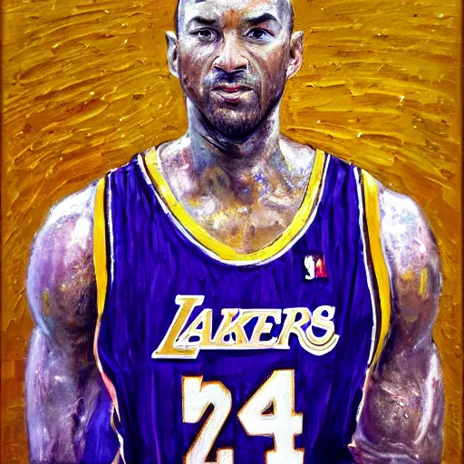 Image similar to portrait of mark wahlberg in makeup as kobe bryant, oil on canvas by william sidney mont, trending on art station