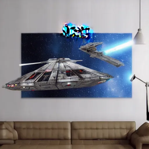 Prompt: star wars space fight star destroyer photo realistic giant Mickey Mouse with a lightsaber