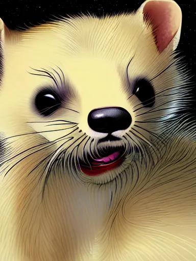 Image similar to beautiful furry art of ferret in smoking, high quality, detailed, digital art