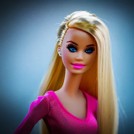 Prompt: barbie doll zoolander, depth of field, product shot, bokeh, dynamic lighting