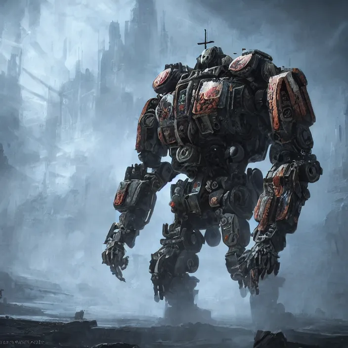 Image similar to gritty mech warrior bot, hyper - detailed, octane render, sharp focus, 4 k ultra hd, fantasy dark art, apocalyptic art