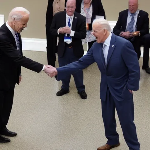 Prompt: Walter White shaking hands with Joe Biden
