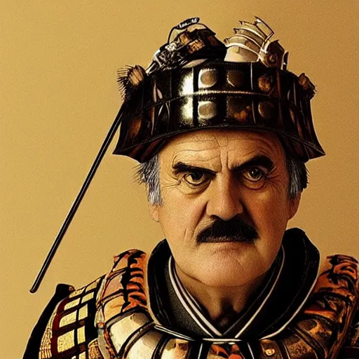 Prompt: “ old photo of john cleese as a samurai warrior, hd, photorealistic ”