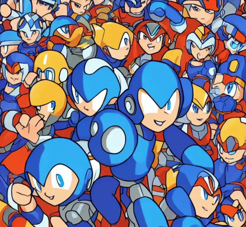 Prompt: megaman selfie.