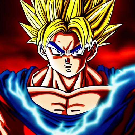Prompt: ultra realistic portrait painting of goku becoming a super saiyan in the night, art by akira toriyama, 4 k, dragon ball artstyle, cel shaded, highly detailed, epic lighting