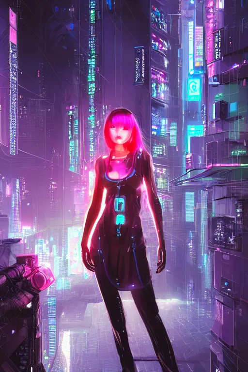 Image similar to portrait futuristic hi-energy cyberpunk young Guardian female, in futuristic heavily raindrop tokyo rooftop cyberpunk night, ssci-fi, fantasy, intricate, very very beautiful, elegant, neon light, highly detailed, digital painting, concept art, human anatomy, soft light, hdri, smooth, sharp focus, illustration, art by tian zi and craig mullins and WLOP and alphonse mucha
