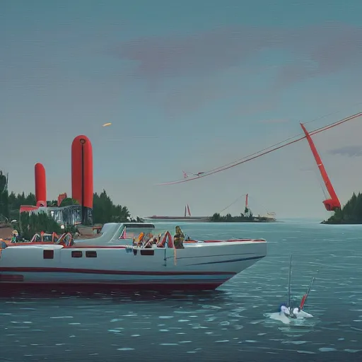 Image similar to yachting club by simon stalenhag