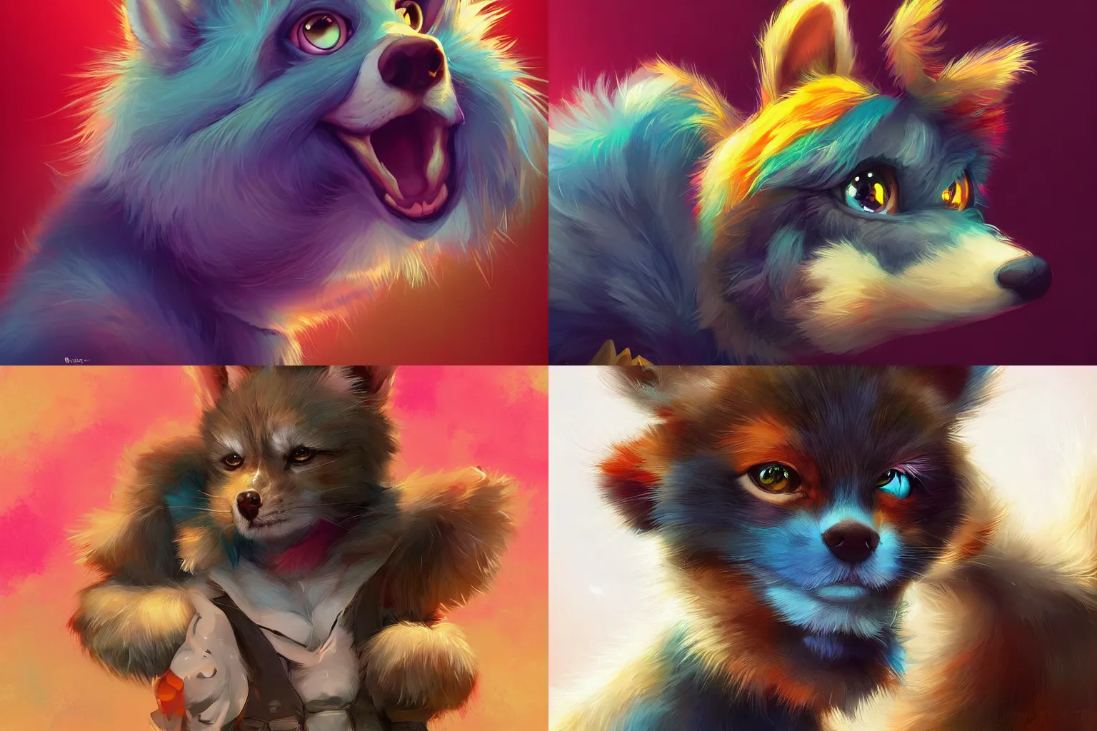 Prompt: adorable furry, digital art, artstation, hd, artgerm, wlop, vibrant, quirky, colourful