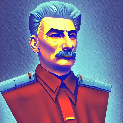 Image similar to cyberpunk joseph stalin as the leader of a futuristic communist society, cybernetics, sharp lines, digital, artstation, colored in