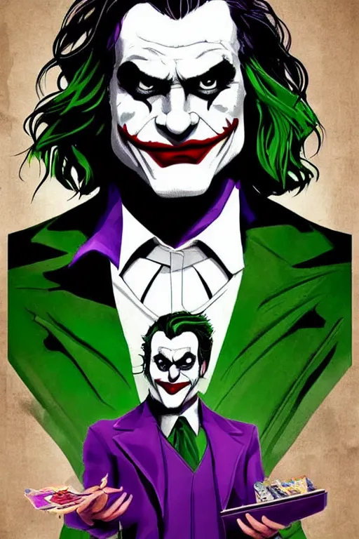 Image similar to joaquin phoenix as joker, comic book cover, issues 2 0, by dc comics, justify content center, delete duplicate object content!, violet polsangi pop art, gta chinatown wars art style, bioshock infinite art style, incrinate, realistic anatomy, hyperrealistic, 2 color, white frame, content balance proportion