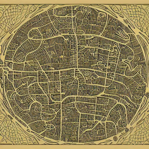 Image similar to very detailed, intricate, artsy, grotosque, jakarta map in the style of claire brewster