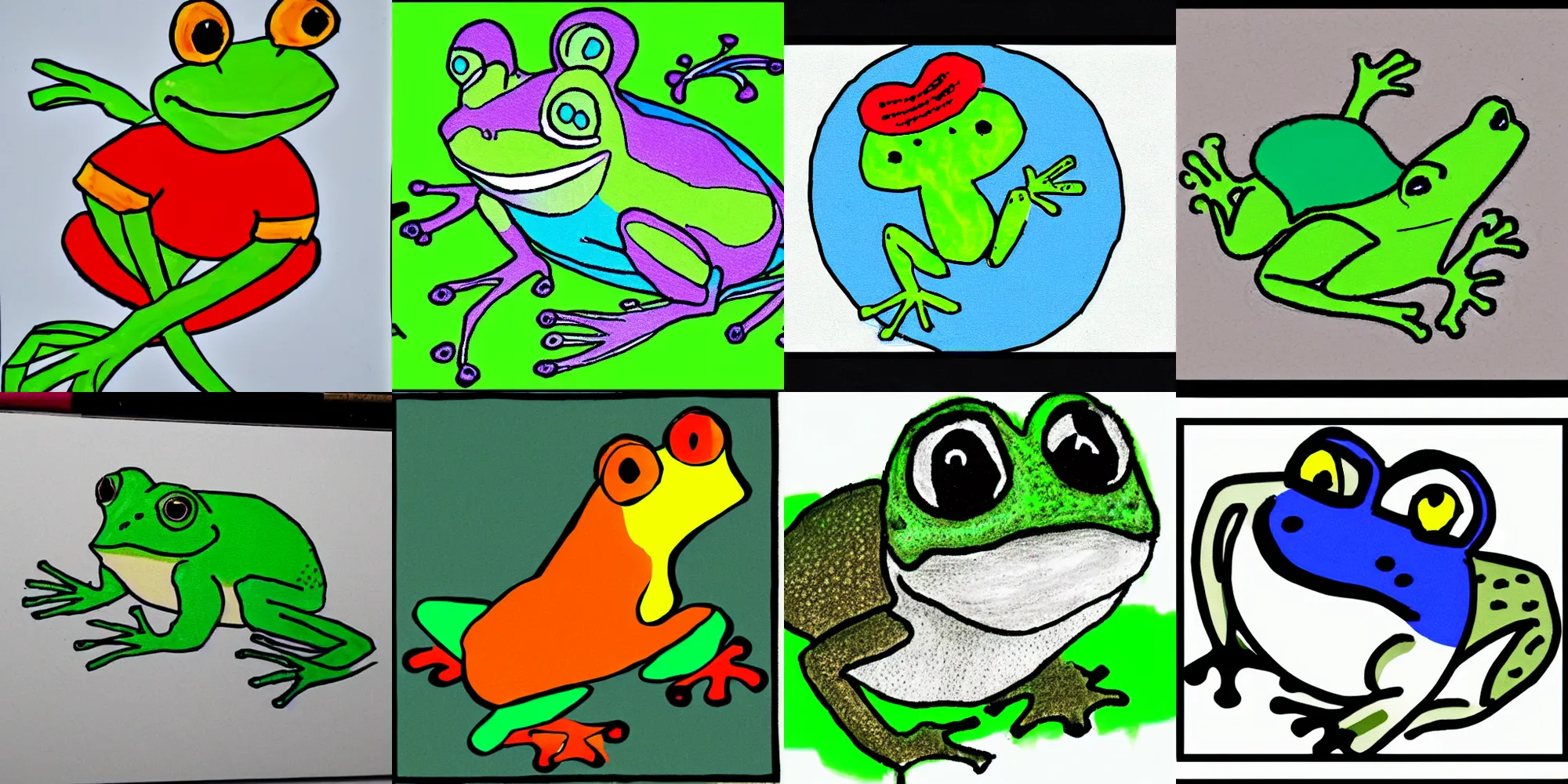 Prompt: a bad ms paint drawing of a frog