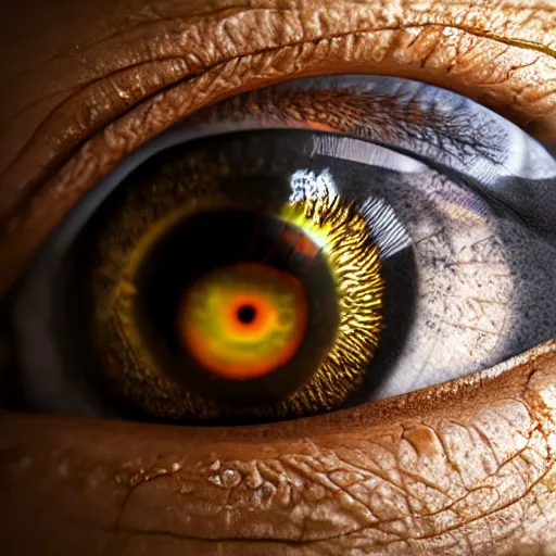 Image similar to hyperrealisitc extremely detailed life like, extreme macro close up of human eye, made in unreal engine 5, octane render, 1 6 k hd, realisitc, ray tracing, detailed, intricate