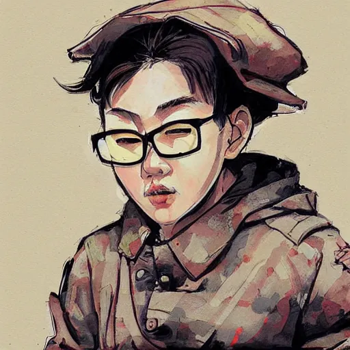 Prompt: a painting in the style of kim jung gi.