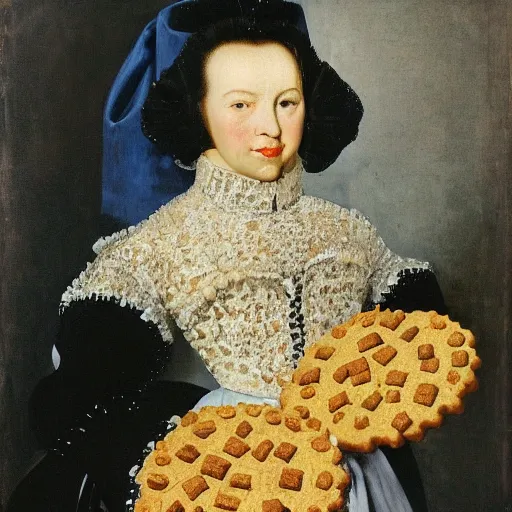 Image similar to woman made of cookies painted by velazquez
