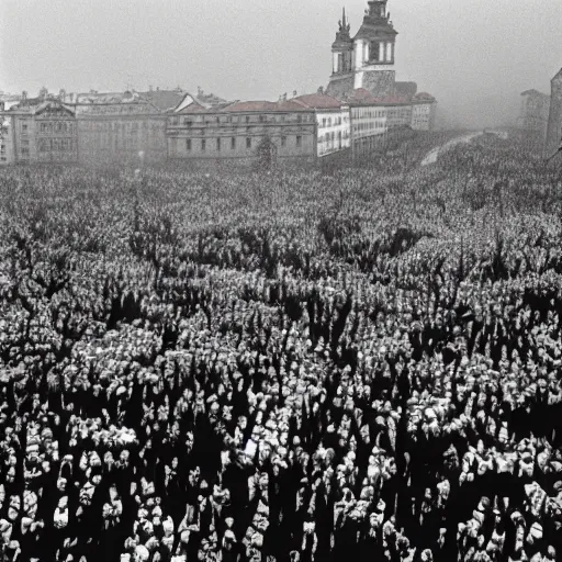 Prompt: the prague spring, kosef koudelka,