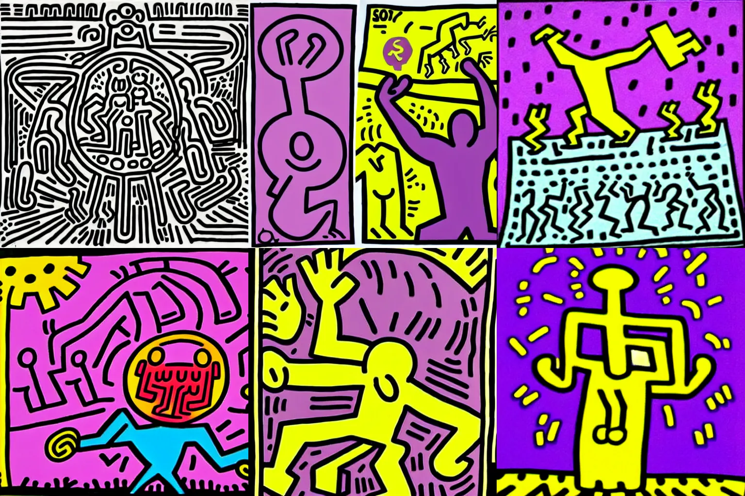 Prompt: thanos snap drawn by keith haring
