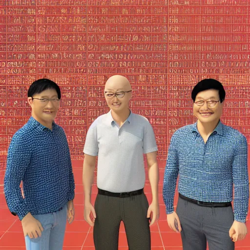 Prompt: 3D render of a group of happy asian mathematicians. Highly realistic. Highly detailed. High resolution. Dramatic. 8k