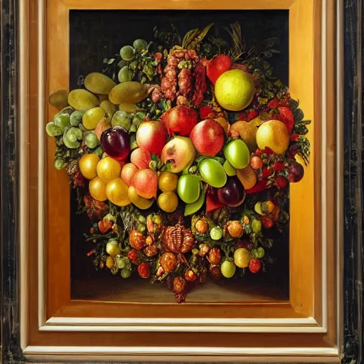 Image similar to fruit basket, fruit, giuseppe arcimboldo