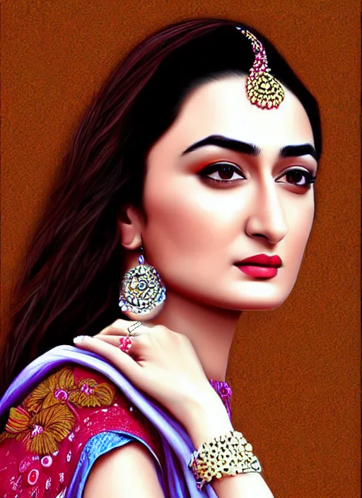 Image similar to digital art, portrait of hania aamir pakistani model, ultra - detailed artwork