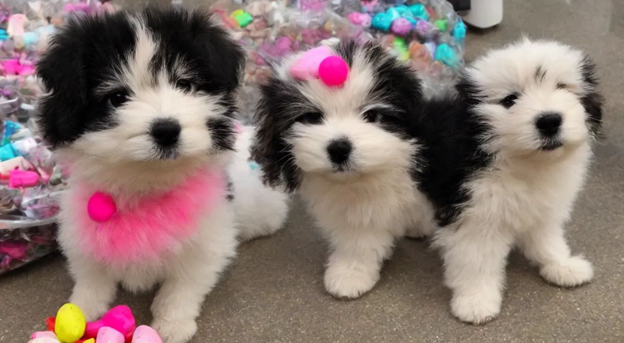 Image similar to cute fluffy puppy made of candy