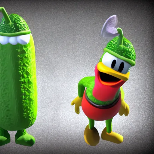 Prompt: larry the cucumber in kingdom hearts, 3d render, video game, detailed