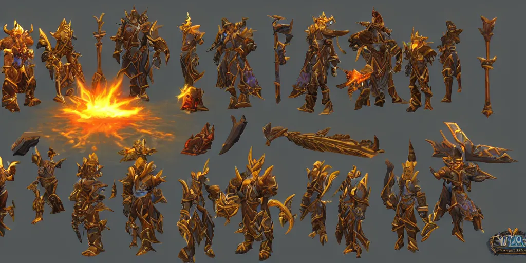 Prompt: Hammer of light 3D assets for World of Warcraft official video game