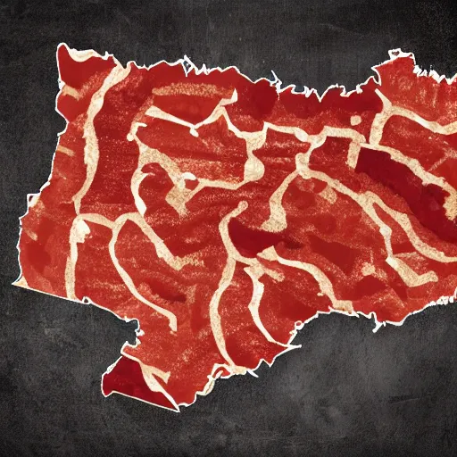 Image similar to map of hungary made out of bacon