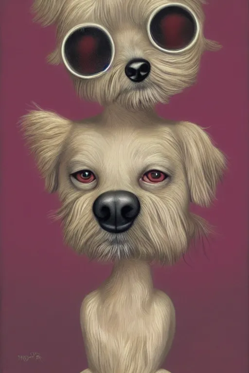 Prompt: a cute dog who look like cameron diaz painted by mark ryden, by dali, digital art