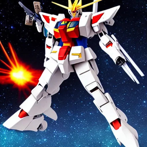 Prompt: reborns gundam fighting impulse gundam, space