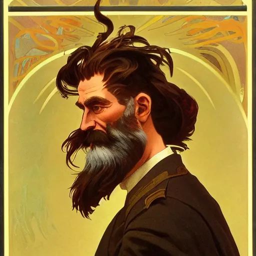 Prompt: a stylized portrait of John Brown with a long beard, stylized, volumetric light from below, hyperdetailed concept art by Bilquis Evely and Alphonse Mucha, 8k