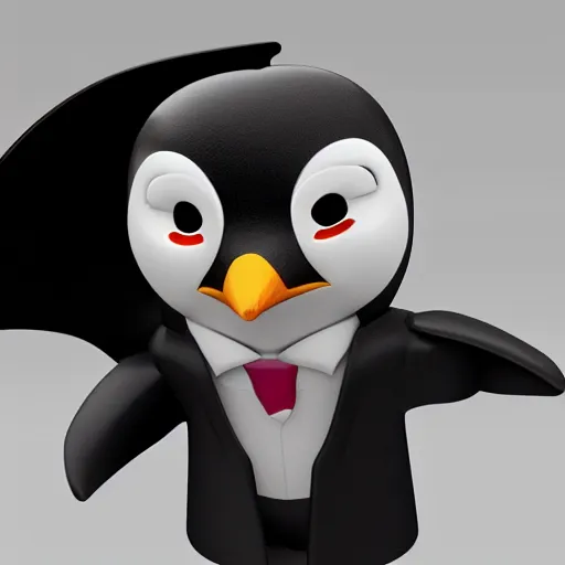 Prompt: a penguin wearing a suit , concept art, trending on artstation 3D.
