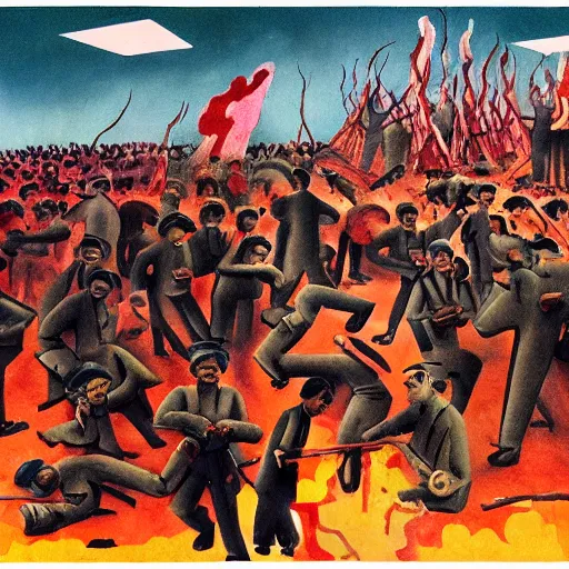 Image similar to fall of saigon by otto dix, claymation